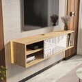Comoda TV, Zena Home, Teo Floating, 140x29 cm, PAL, Stejar Safir / Alb