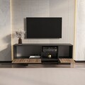 Comoda TV, Zena Home, Monaco, 150x54x35 cm, PAL, Negru/Maro