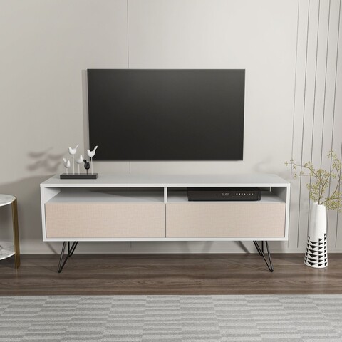 Comoda TV, Zena Home, Flay, 140x53 cm, PAL, Alb / Bej