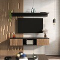 Comoda TV, Zena Home, Elia, 140x25 cm, PAL, Lemn/Negru