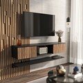 Comoda TV, Zena Home, Elia, 140x25 cm, PAL, Lemn/Negru