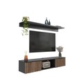 Comoda TV, Zena Home, Elia, 140x25 cm, PAL, Lemn/Negru