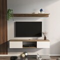 Comoda TV, Zena Home, Elia, 140x25 cm, PAL, Nuc/Alb