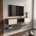 Comoda TV, Zena Home, Elia, 140x25 cm, PAL, Nuc/Alb