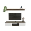 Comoda TV, Zena Home, Elia, 140x25 cm, PAL, Nuc/Alb