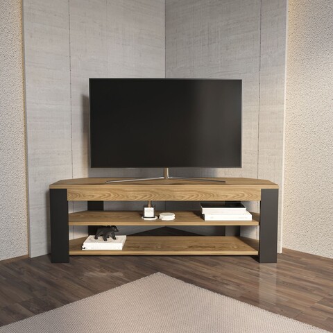 Comoda TV, Zena Home, Rita, 120x42x35 cm, PAL, Stejar Oud / Antracit