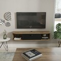 Comoda TV, Zena Home, Ibarra, 120x23 cm, PAL, Stejar negru / Oud