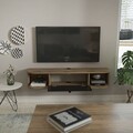 Comoda TV, Zena Home, Ibarra, 120x23 cm, PAL, Stejar negru / Oud