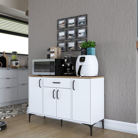 Dulap multifunctional, Rani, JE136, 120x78 cm, PAL, Alb/Maro