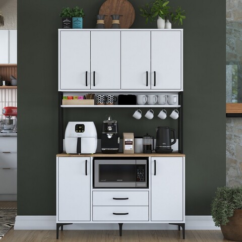 Dulap multifunctional, Rani, JE169, 120x198 cm, PAL, Alb/Maro