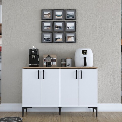 Dulap multifunctional, Rani, JE162, 120x78 cm, PAL, Alb/Maro