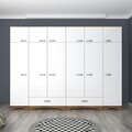 Dulap pentru haine, Rani, BA133, 243x226x48 cm, PAL, Nuc/Alb