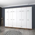 Dulap pentru haine, Rani, BA133, 243x226x48 cm, PAL, Nuc/Alb