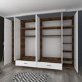 Dulap pentru haine, Rani, BA133, 243x226x48 cm, PAL, Nuc/Alb