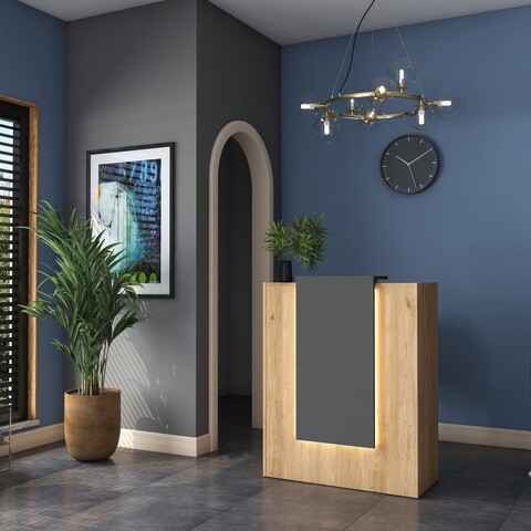 Masa de receptie, Rani, MA101, 90x110x40 cm, PAL, Nuc / Antracit