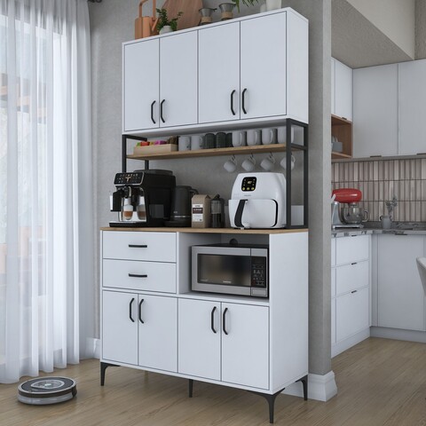 Dulap multifunctional, Rani, JE209, 120x218 cm, PAL, Nuc/Alb