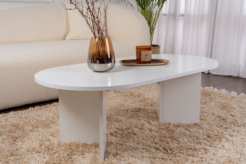 Masuta de cafea, Nordure, Sable, 119x40x60 cm, PAL, Alb