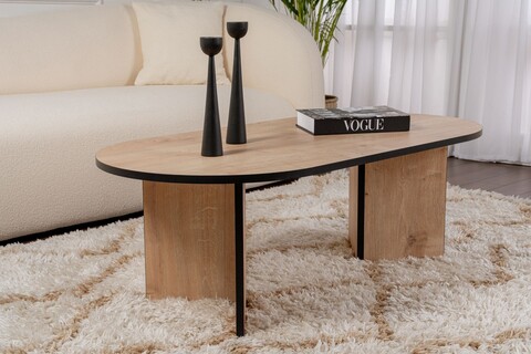 Masuta de cafea, Nordure, Sable, 119x40x60 cm, PAL, Stejar safir / negru