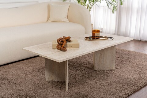 Masuta de cafea, Nordure, Sabin, 119x40x60 cm, PAL, Travertin