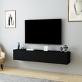 Comoda TV, Dovelle, Denby, 160x29 cm, PAL, Negru