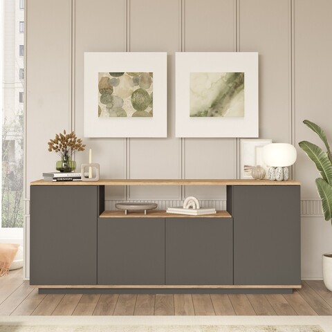 Consola, Locelso, FR15-AA, 180x75x44 cm, PAL, Pin Atlantic / Antracit