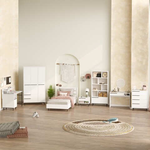 Set dormitor pentru copii, Locelso, ON27-W, PAL, Alb