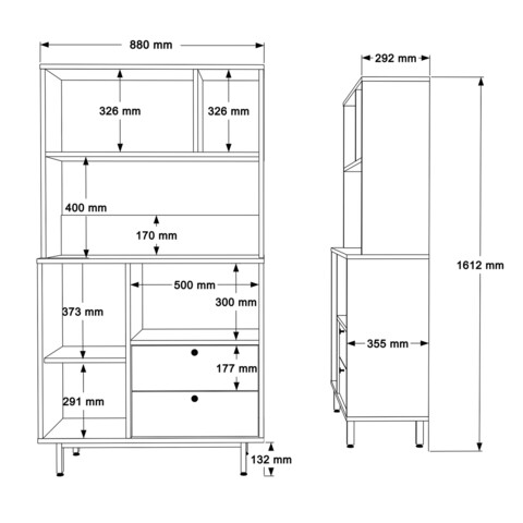 Dulap multifunctional, Hanah Home, RE3-SW, 88x161.2x35.5 cm