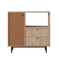 Dulap multifunctional, Locelso, RE1-SK, 88x85x35 cm, PAL, Stejar / Tigla Roșu