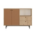 Dulap multifunctional, Locelso, RE2-SK, 120x85x35 cm, PAL, Stejar / Tigla Roșu