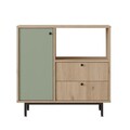 Dulap multifunctional, Locelso, RE1-SY, 88x85x35 cm, PAL, Stejar / Verde