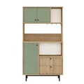 Dulap multifunctional, Locelso, RE3-SY, 88x161 cm, PAL, Stejar / Verde