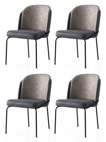 Set scaune 4 piese, Nmobb, Dore, Cadru: 100% FIER, Aur / Antracit