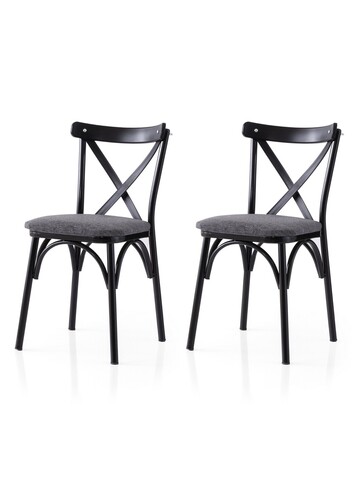 Set scaune 2 piese, Nmobb, Ekol, Cadru: 100% FIER, Negru / Antracit