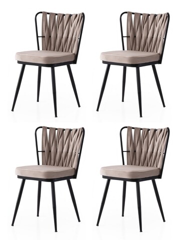 Set scaune 4 piese, Nmobb, Kuşaklı, Cadru: 100% FIER, Negru / nurcă