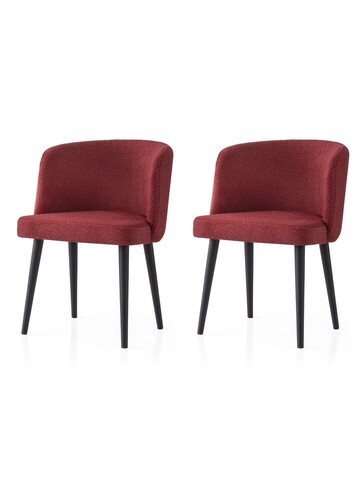 Set scaune 2 piese, Nmobb, Soft, Cadru: 100% FIER, Negru/Rosu