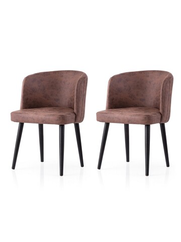 Set scaune 2 piese, Nmobb, Zen, Cadru: 100% FIER, Negru/Maro