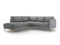 Coltar stanga 4 locuri, Eden, Micadoni, 267x234x90 cm, catifea, gri
