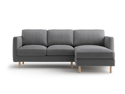 Coltar dreapta 3 locuri, Eden, Micadoni, 223x150x90 cm, catifea, gri