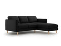 Coltar dreapta 3 locuri, Eden, Micadoni, 223x150x90 cm, catifea, negru