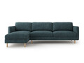 Coltar stanga 4 locuri, Eden, Micadoni, 286x150x90 cm, tesatura structurata, verde albastrui melanj
