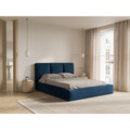 Pat tapitat cu somiera rabatabila si lada depozitare, 160x200 cm, Windsor & Co, Horizon, tesatura chenille, albastru regal