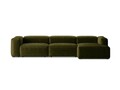 Coltar dreapta 4 locuri, Bergamo, Cosmopolitan Design, 344x152x70 cm, catifea chenille raiata, verde