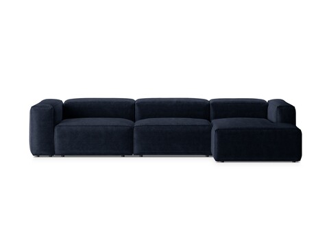 Coltar dreapta 4 locuri, Bergamo, Cosmopolitan Design, 344x152x70 cm, catifea chenille raiata, albastru navy