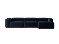 Coltar dreapta 4 locuri, Bergamo, Cosmopolitan Design, 344x152x70 cm, catifea chenille raiata, albastru navy