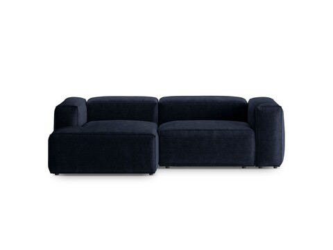 Coltar stanga 2 locuri, Bergamo, Cosmopolitan Design, 244x152x70 cm, catifea chenille raiata, albastru navy