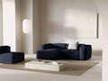 Coltar stanga 2 locuri, Bergamo, Cosmopolitan Design, 244x152x70 cm, catifea chenille raiata, albastru navy
