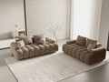 Canapea 3 locuri, Linz, Cosmopolitan Design, 200x100x84 cm, catifea, bej inchis