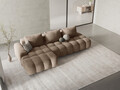 Coltar extensibil stanga 3 locuri, Linz, Cosmopolitan Design, 275x142x84 cm, cotiera dreapta, catifea, bej inchis