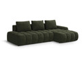 Coltar extensibil dreapta 3 locuri, Linz, Cosmopolitan Design, 275x142x84 cm, cotiera stanga, catifea, verde