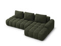 Coltar extensibil dreapta 3 locuri, Linz, Cosmopolitan Design, 275x142x84 cm, cotiera stanga, catifea, verde